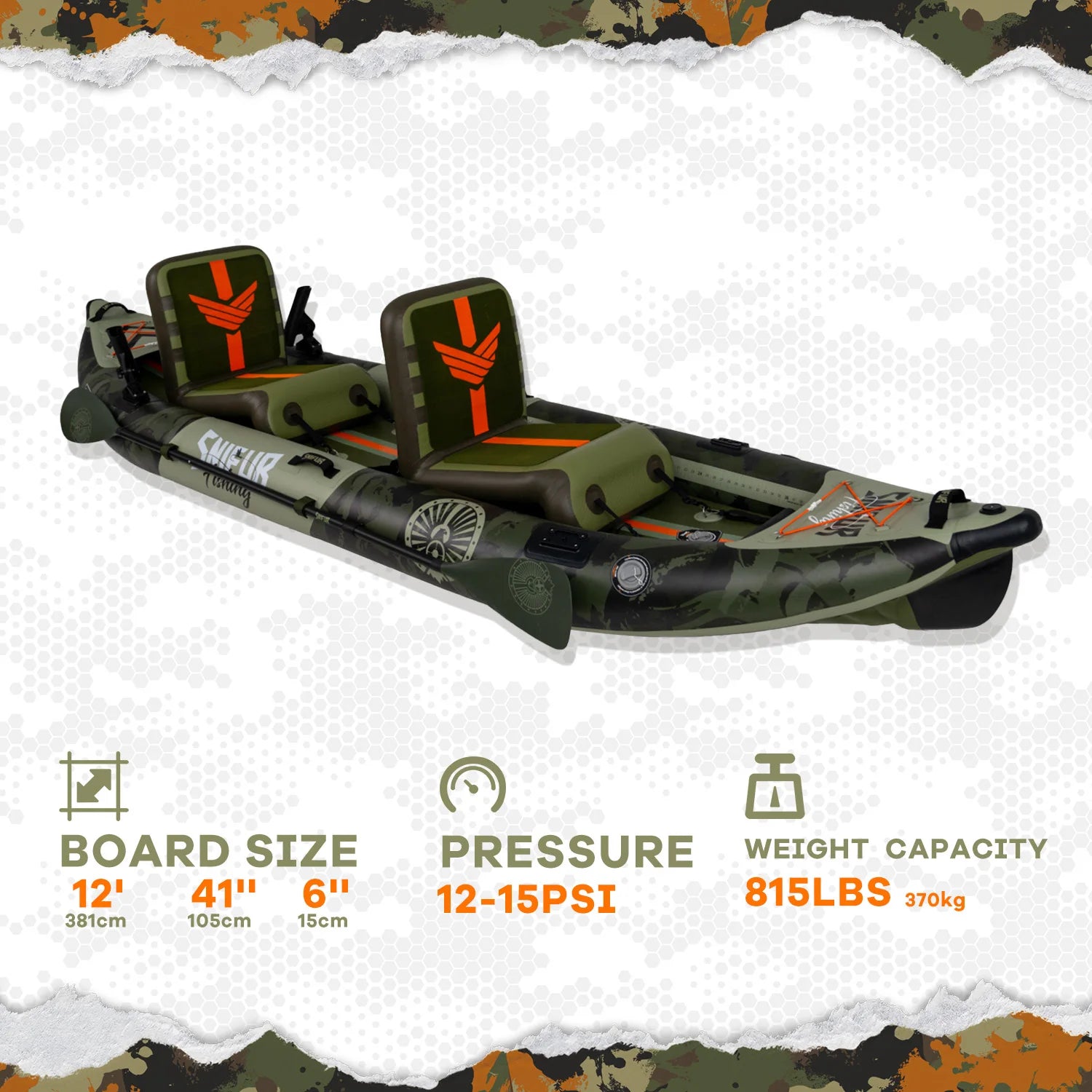 2-Person Inflatable kayak with Paddle & Carry Handle