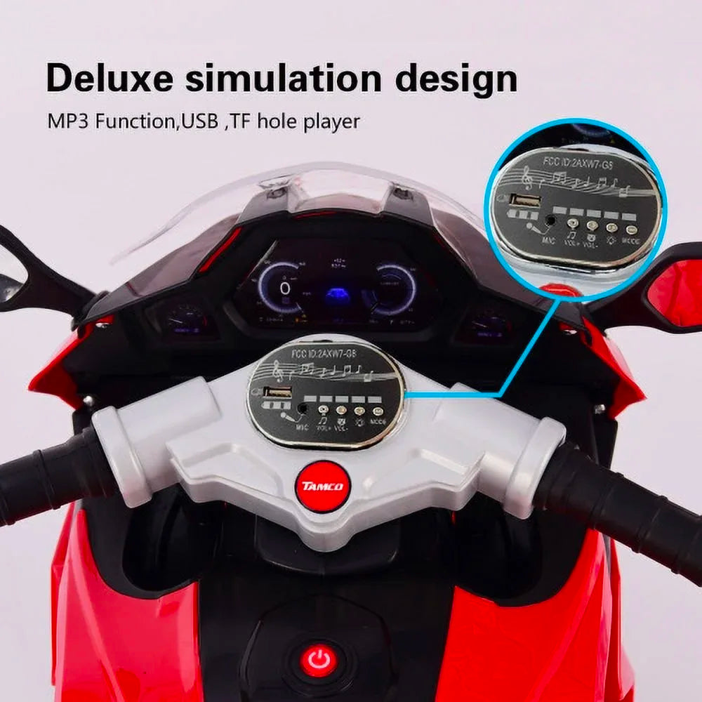 12V Kids E motorcycle Battery Motor Rechargeable 3 Wheels