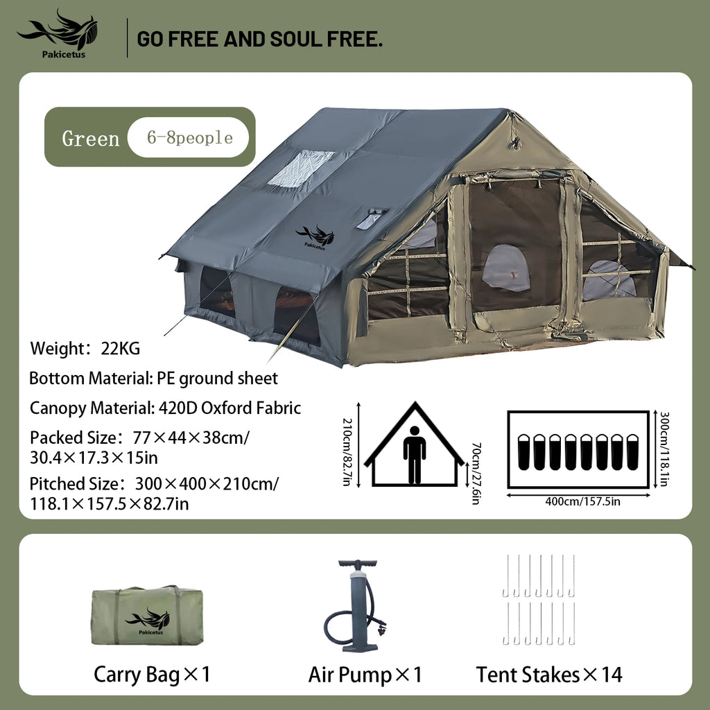 Inflatable Camping Tent, Waterproof  for 4-8 Persons,