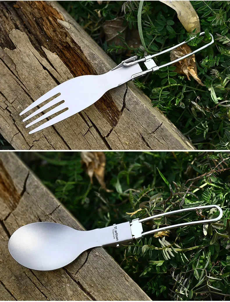 Titanium Foldable Cutlery Set - Fork Spoon Knife