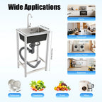 Freestanding Kitchen Sink with 360° Faucet, Sink, 45*41*75cm