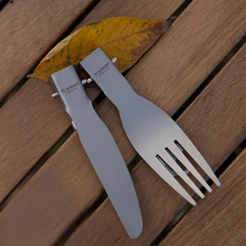 Titanium Foldable Cutlery Set - Fork Spoon Knife