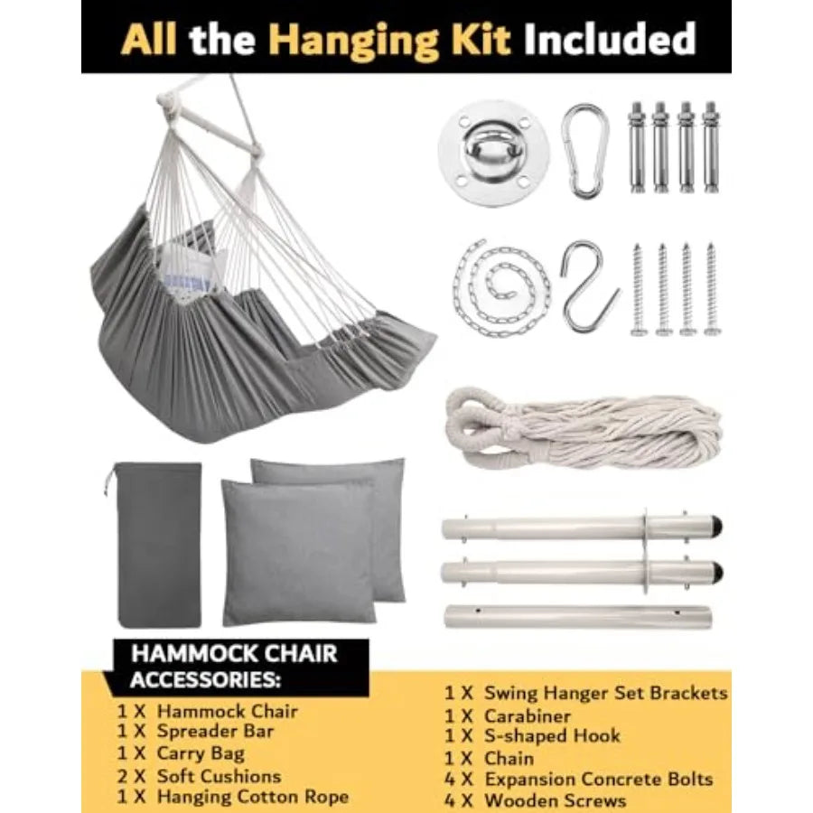 Hanging Hammock Chair Large Swing Chair with Feet Rest Max 500lbs