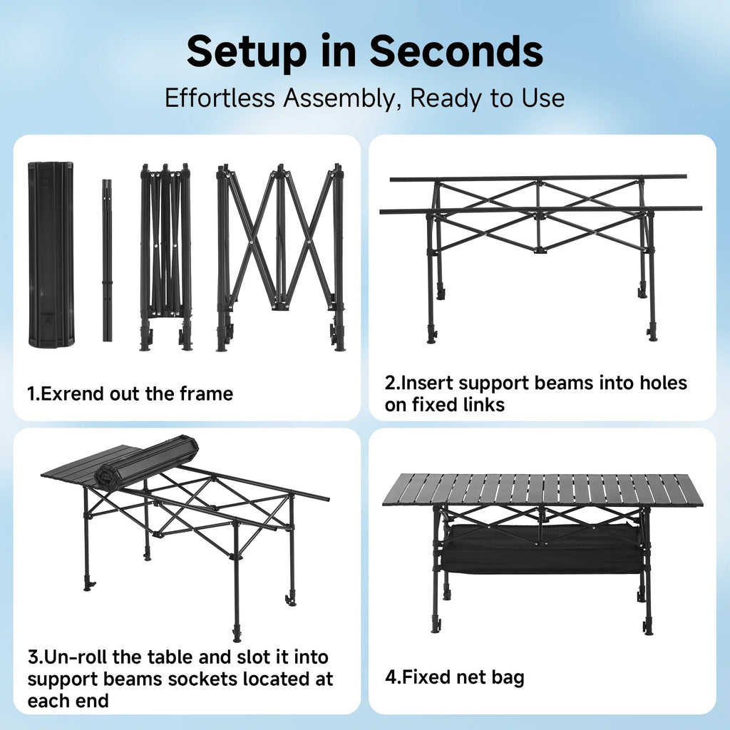 Camping Table, Fold Up Lightweight,  Portable Roll Up