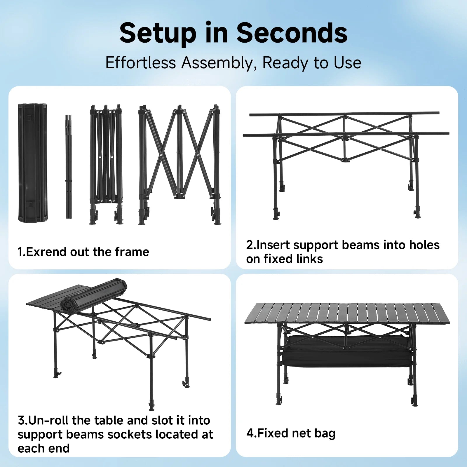 Camping Table, Fold Up Lightweight,  Portable Roll Up
