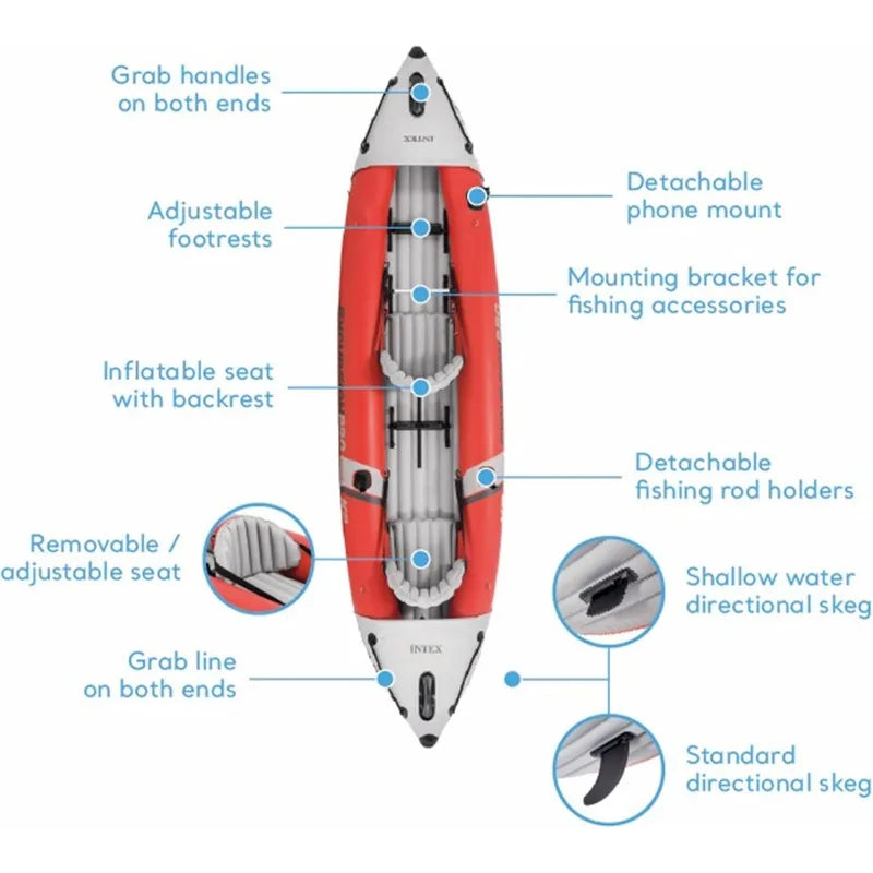 Pro K2 Inflatable , PVC, Paddles  Pump 2Person Kayak