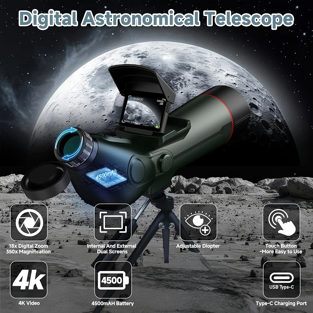 Digital Spotting Scope with Screen  4K Smart Telescope with Tripod