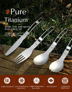 Titanium Foldable Cutlery Set - Fork Spoon Knife