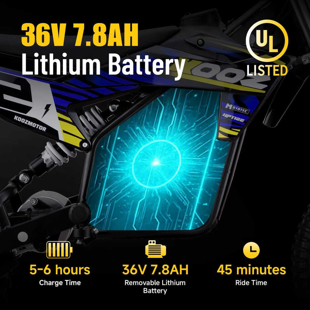 36V 1000W Electric Dirt Bike for Kids, , Up to 18 MPH & 15 Miles