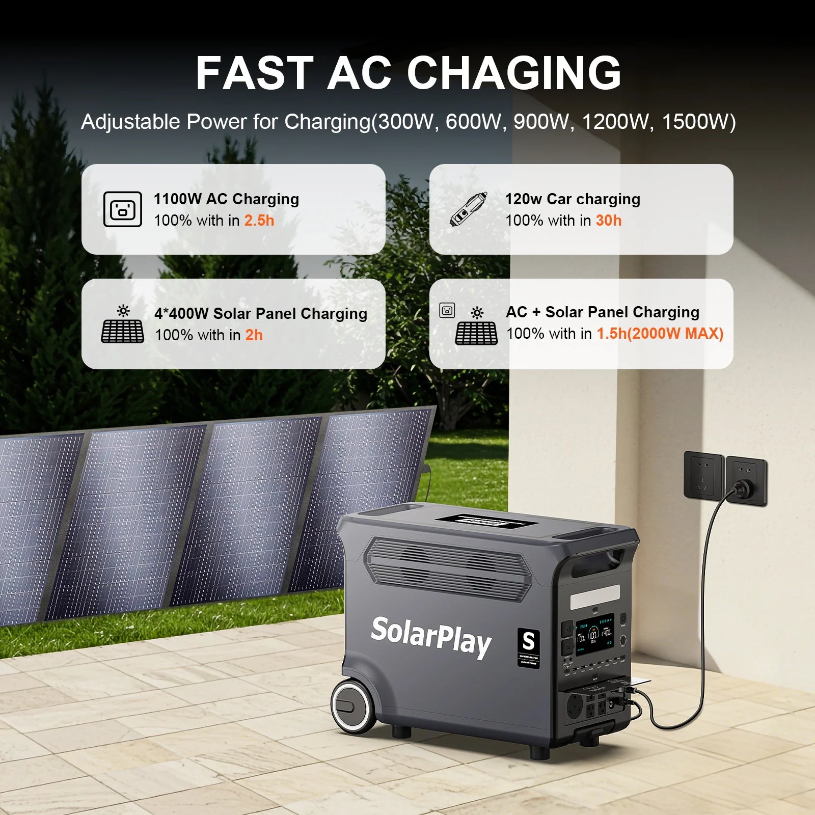 3600W Power Station 3840WH Generator With Foldable  Panels