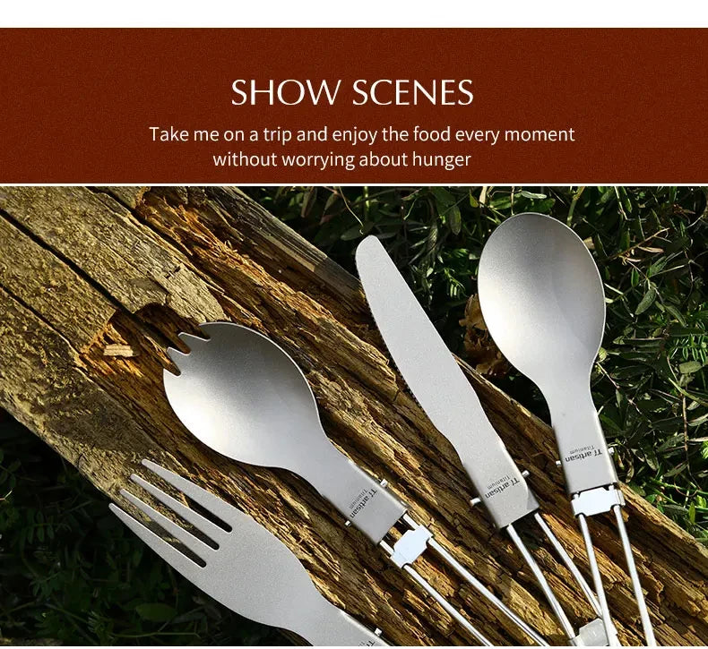 Titanium Foldable Cutlery Set - Fork Spoon Knife