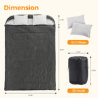 Double Sleeping Bag for Adults with Pillow 3 Season