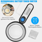 Rechargeable Magnifying Glass with Light, 30X 4.7IN