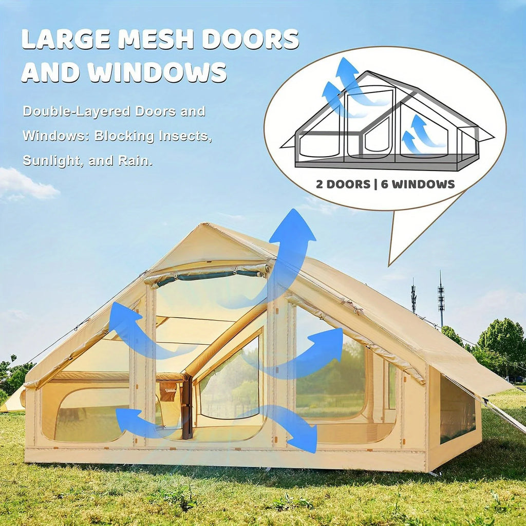 4-6 Person Inflatable Tent  , Stove Jack,   Air Beams, 2 Doors