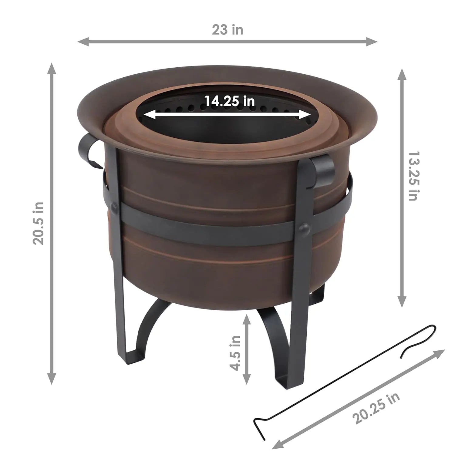 23-Inch Cauldron-Style Smokeless Wood-Burning Fire Pit
