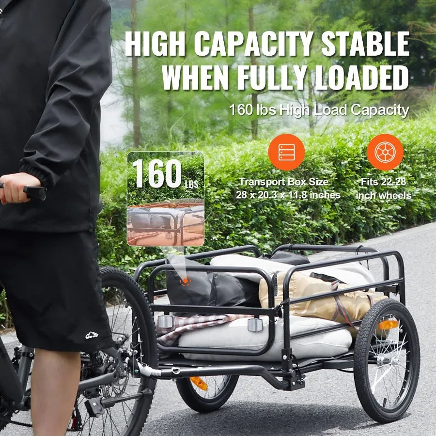 Bike Cargo Trailer 160 lbs Capacity Heavy-Duty