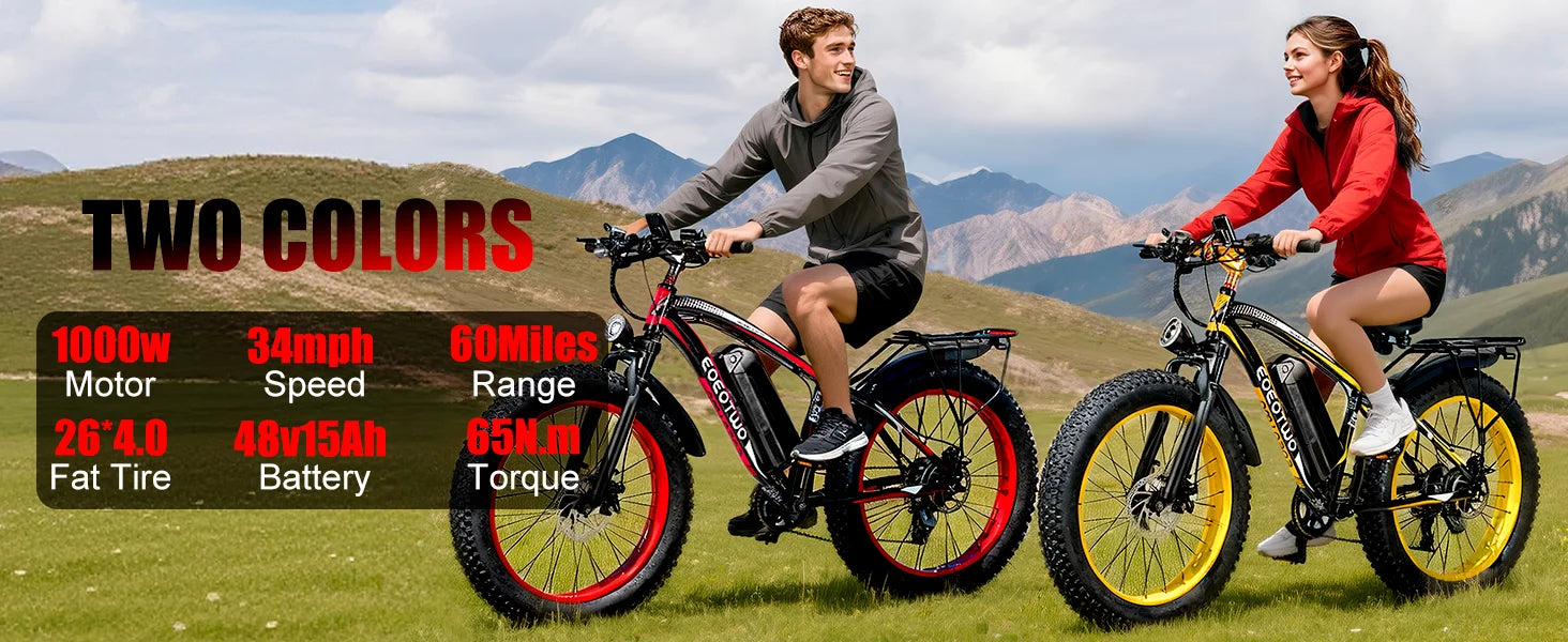 1500W Fat Tire EBike for Adults 26"x4.0 All Terrain 34MPH  48V