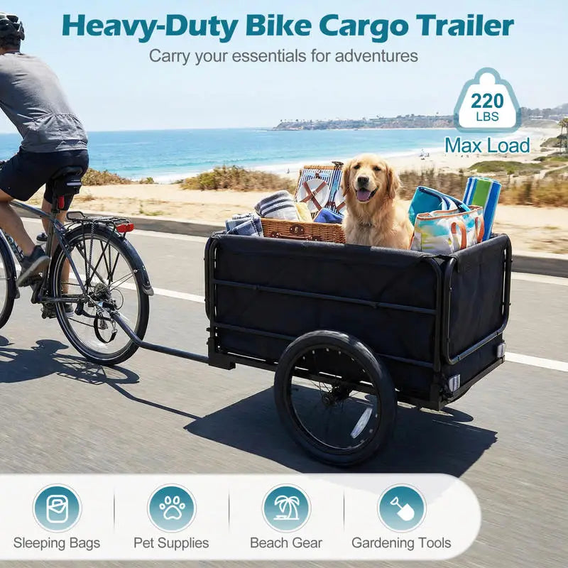 Bike Cargo Trailer with Bag and Cover Heavy-Duty