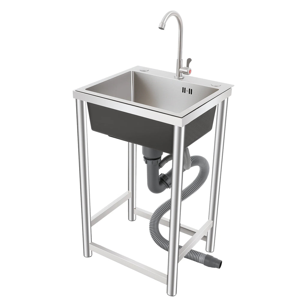 Freestanding Kitchen Sink with 360° Faucet, Sink, 45*41*75cm