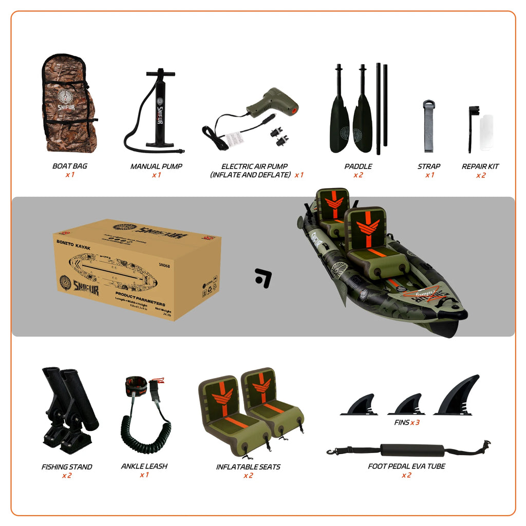 2-Person Inflatable kayak with Paddle & Carry Handle