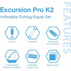 Pro K2 Inflatable , PVC, Paddles  Pump 2Person Kayak