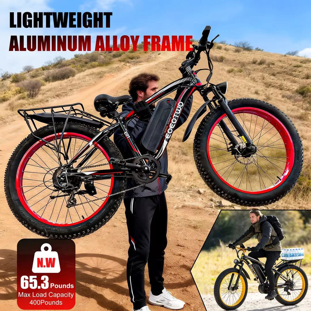 1500W Fat Tire EBike for Adults 26"x4.0 All Terrain 34MPH  48V