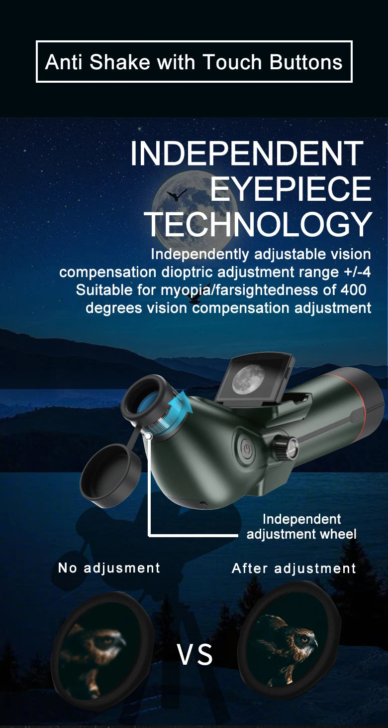 Digital Spotting Scope with Screen  4K Smart Telescope with Tripod