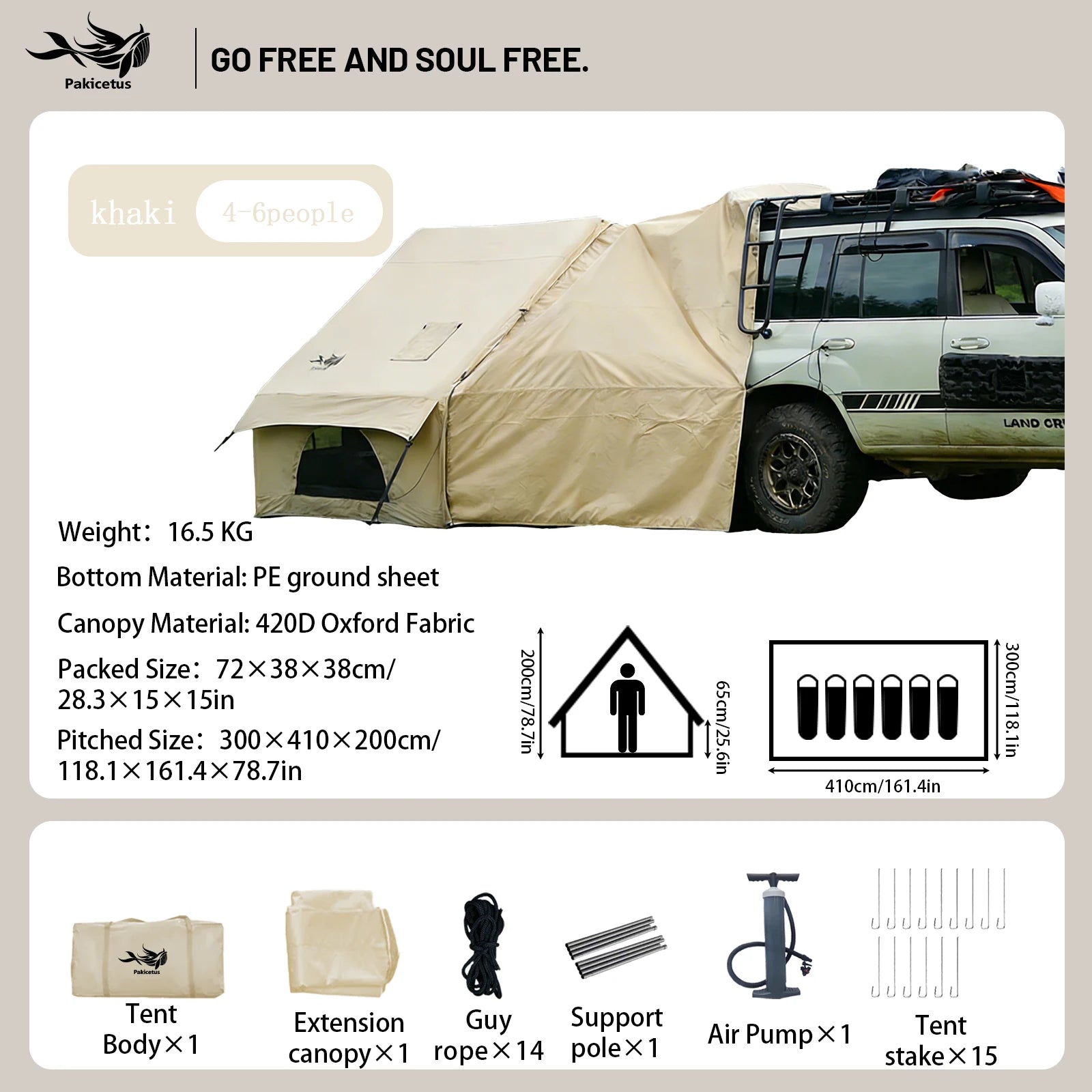 Inflatable Camping Tent, Waterproof  for 4-8 Persons,