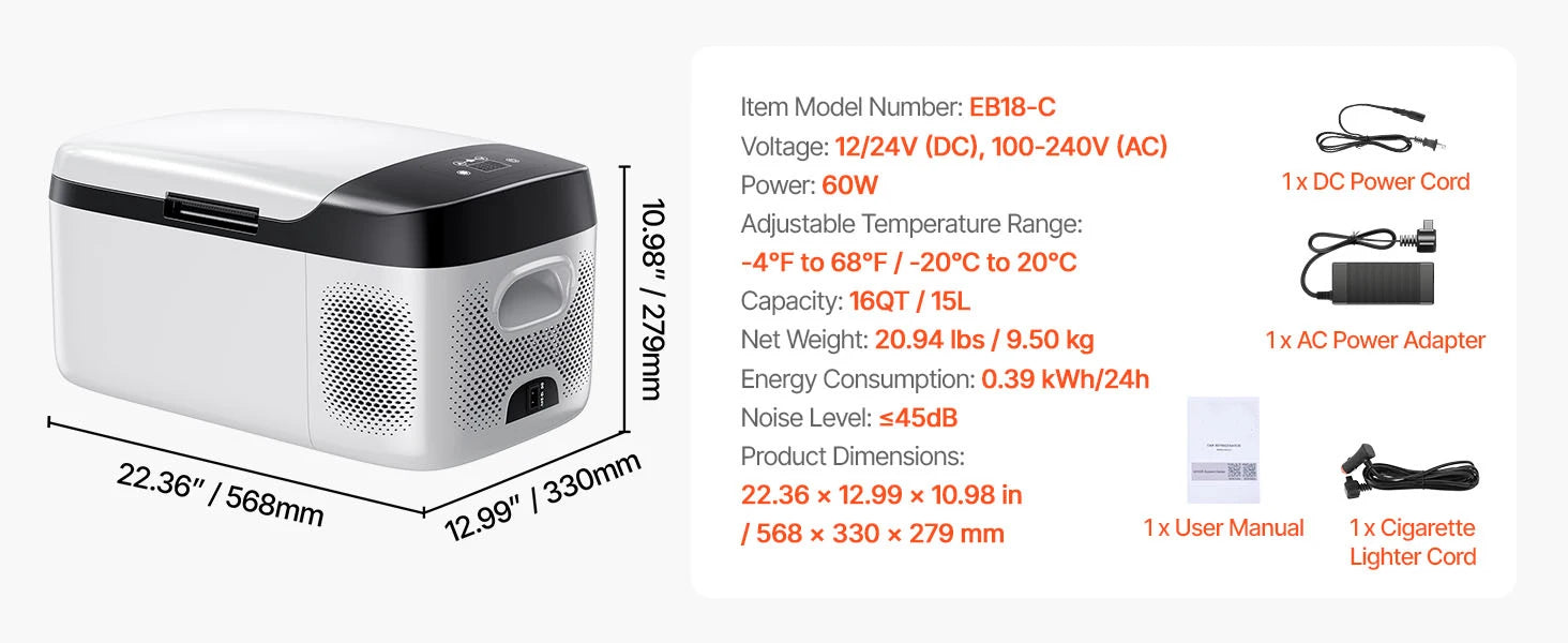 20 L -  55L Car Mini Fridge Freezer  DC 110-240V Camping
