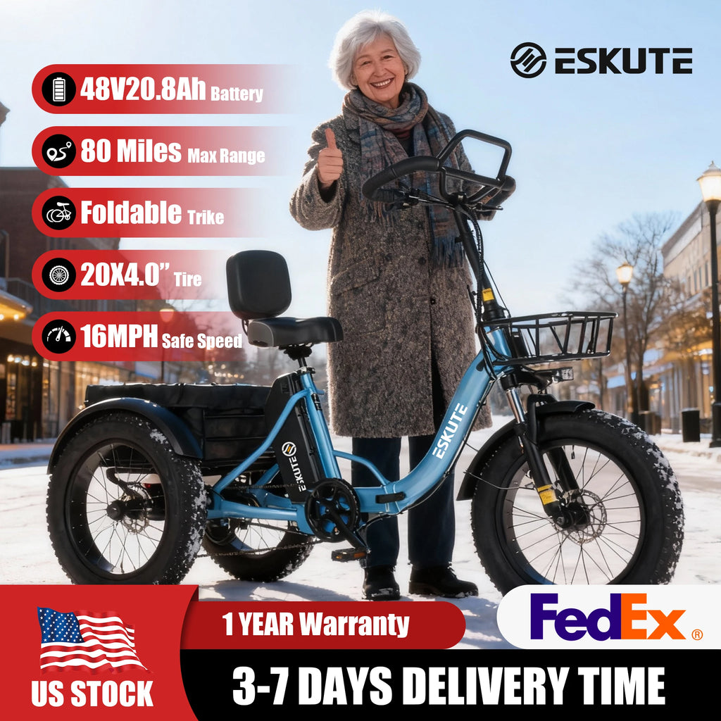 Electric Trike for Adults, 998.4Wh , 1200W Peak  20"x4.0" Fat Tires,