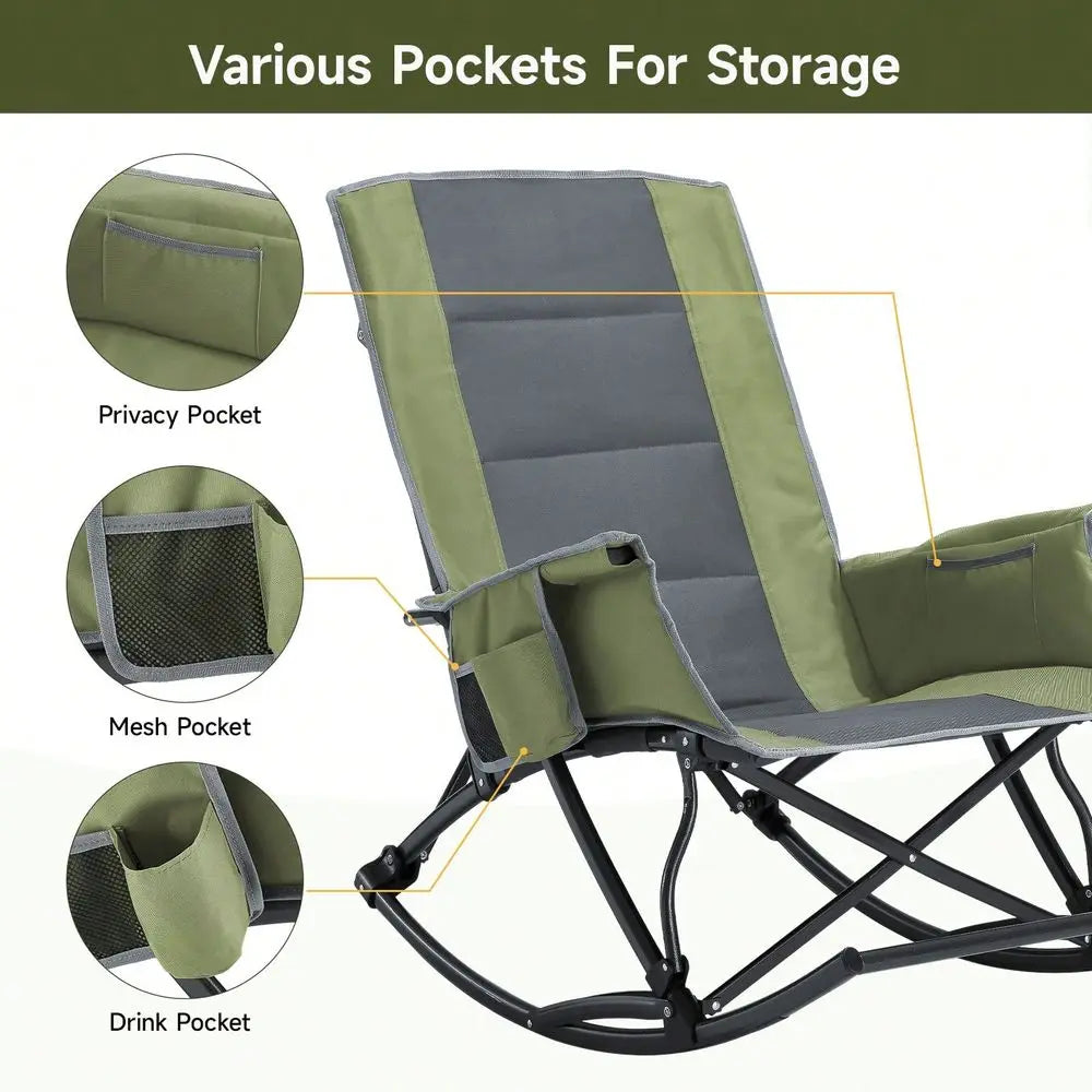 Adults, Folding Outdoor Rocking Chair With  330 Lbs Capacity,