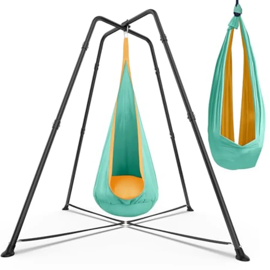 Sensory Pod Swings and Chair, Sensory Swing Set, X-Shaped Swing Frame, Heavy-Duty Metal