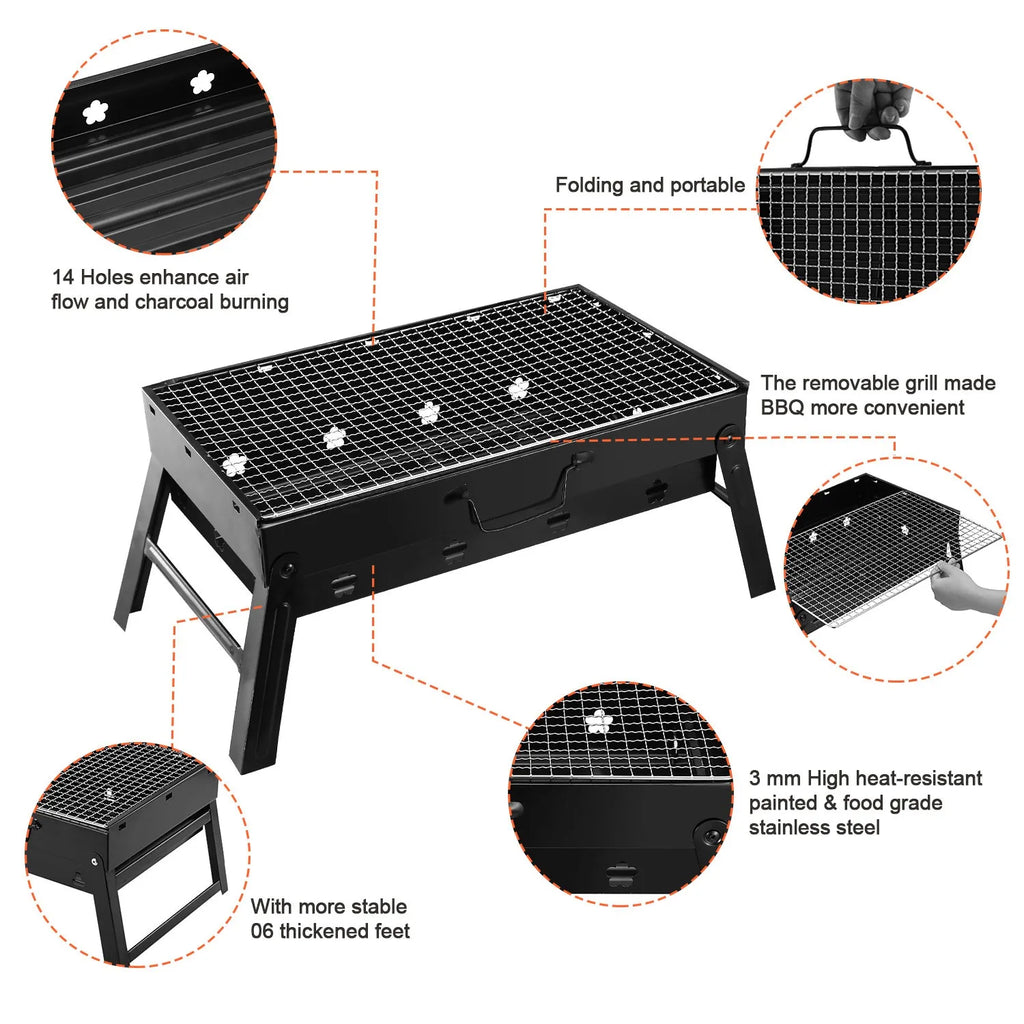 Portable Charcoal BBQ Grill Folding Stainless Steel BBQ