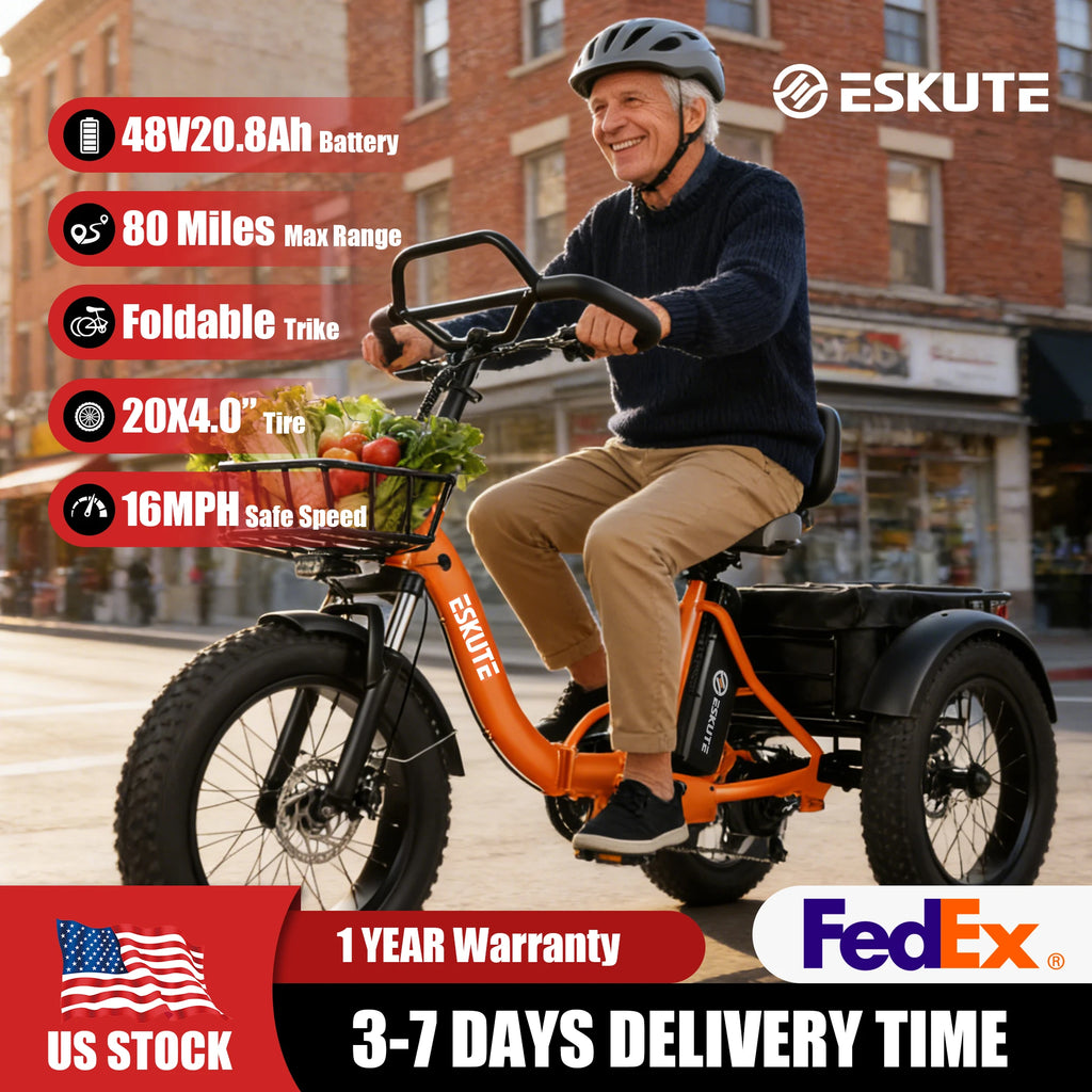 Electric Trike for Adults, 998.4Wh , 1200W Peak  20"x4.0" Fat Tires,