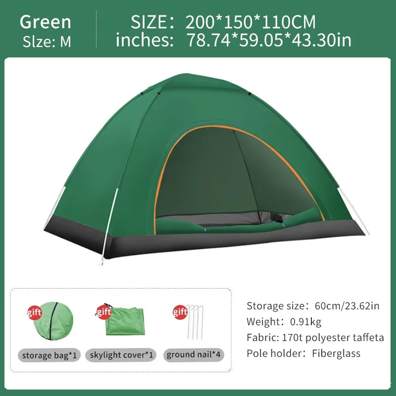 2-3 Person Pop Up Camping Tent | Windproof  Rain Fly