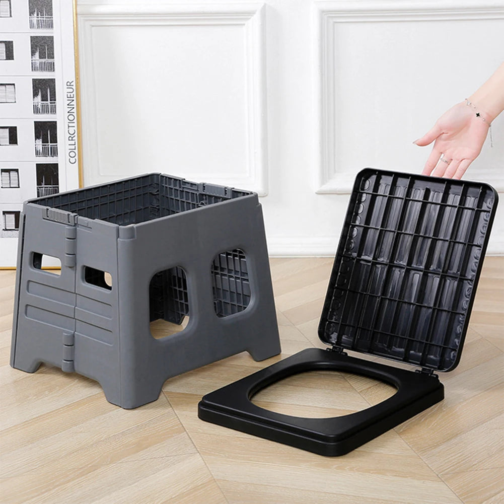 Portable Folding Toilet with Lid Foldable Outdoor