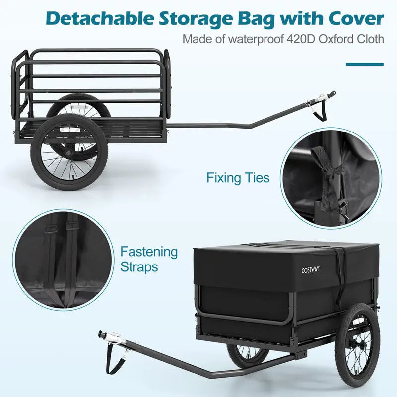 Bike Cargo Trailer with Bag and Cover Heavy-Duty
