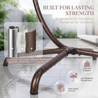 Indoor Swinging Egg Chair with Stand, 350 Lbs Water-Resistant Wicker