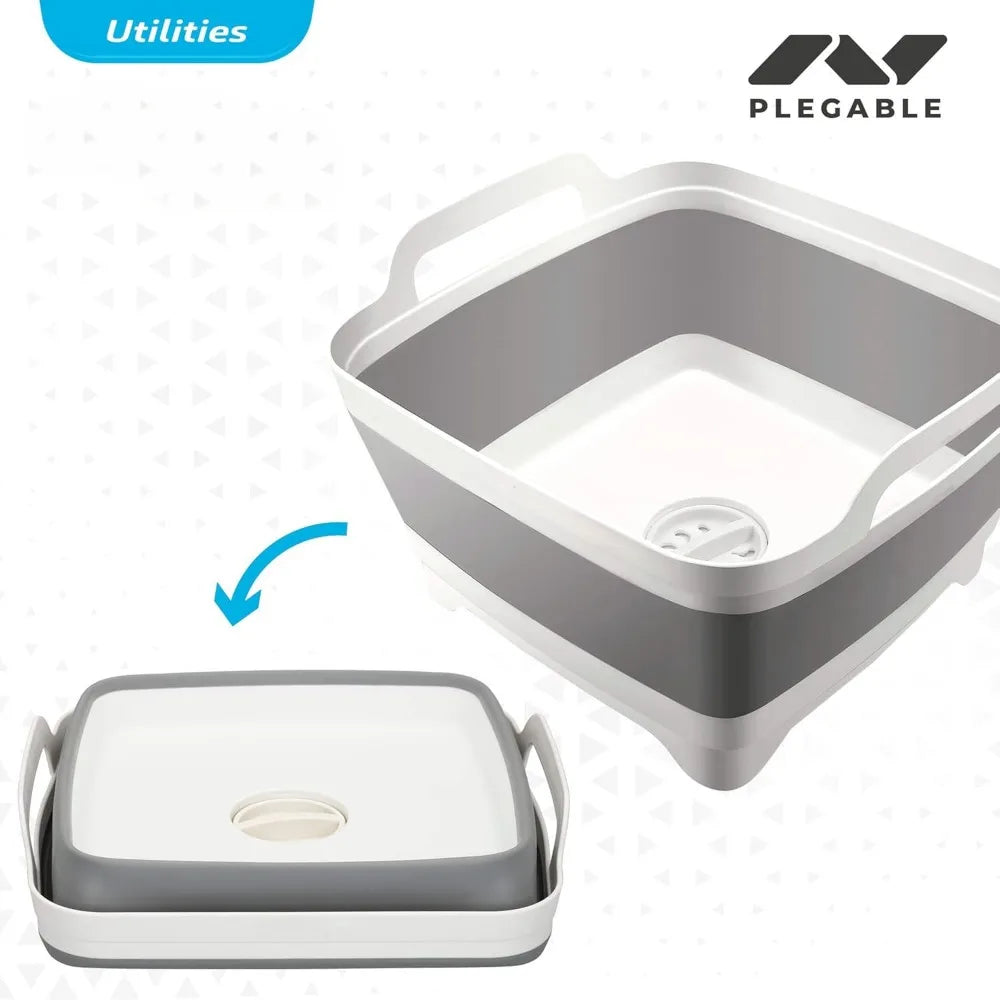 Foldable Camping Sink, Plastic and Rubber, 8.5 Liters, 30.5 X 30 X 20/7