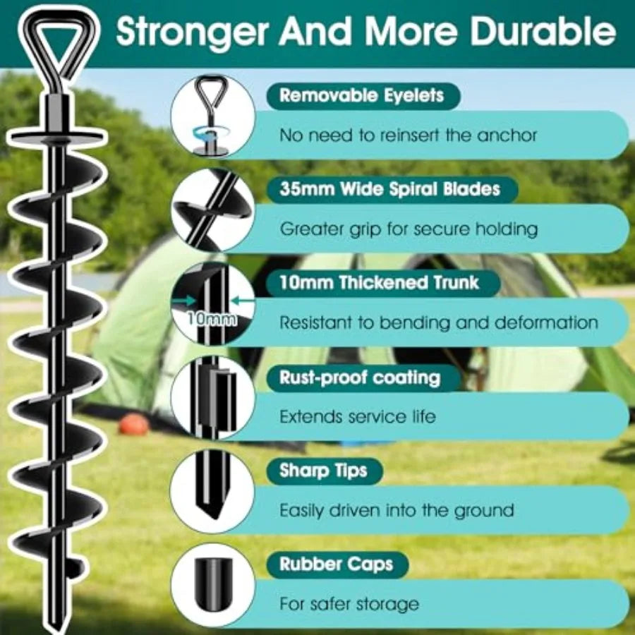 Ground Anchors Screw in Heavy Duty Ground Trampoline Stakes High Wind Tent
