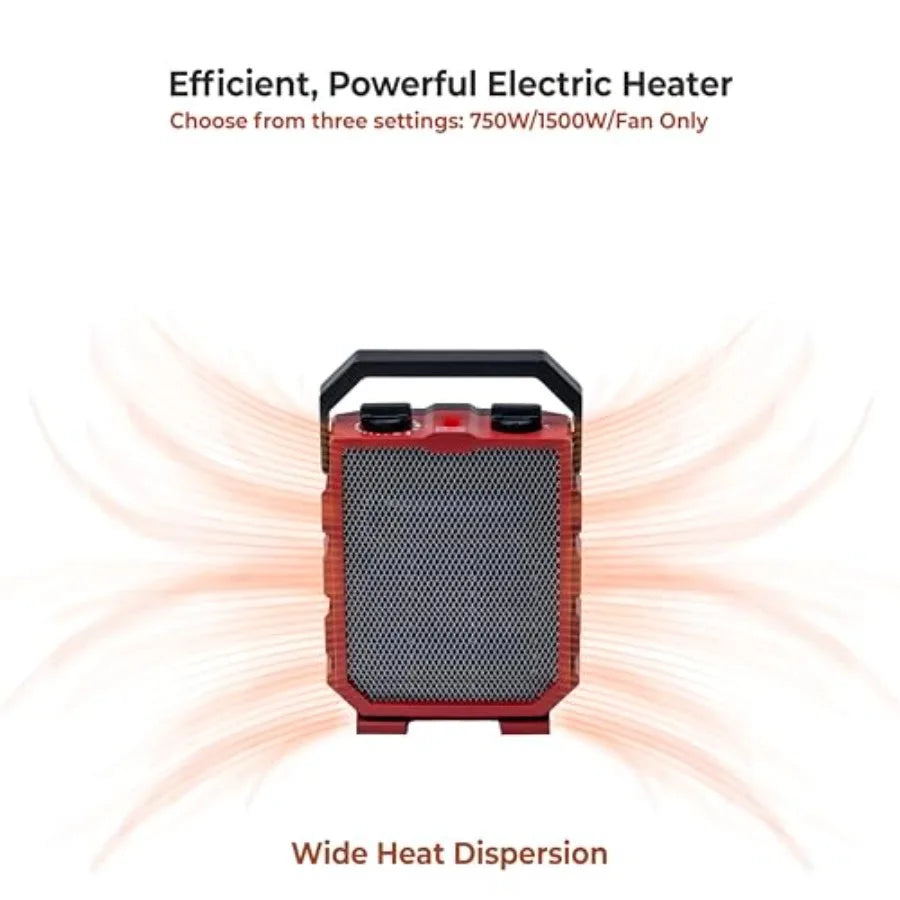 1500W Portable Electric Space Heater with Fan Ceramic Thermostat,