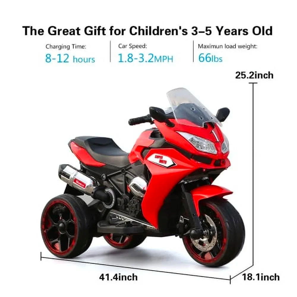 12V Kids E motorcycle Battery Motor Rechargeable 3 Wheels
