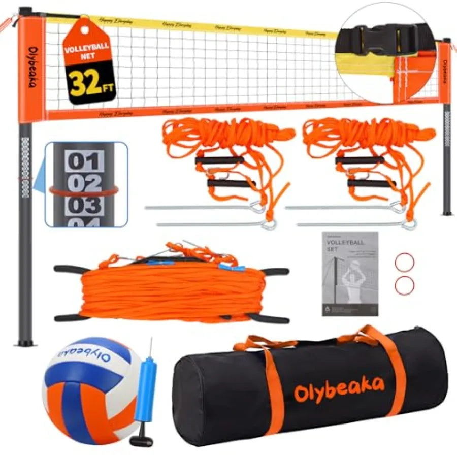 Outdoor Volleyball Net Set   with  Anti-Sagging 28-ply PE Net
