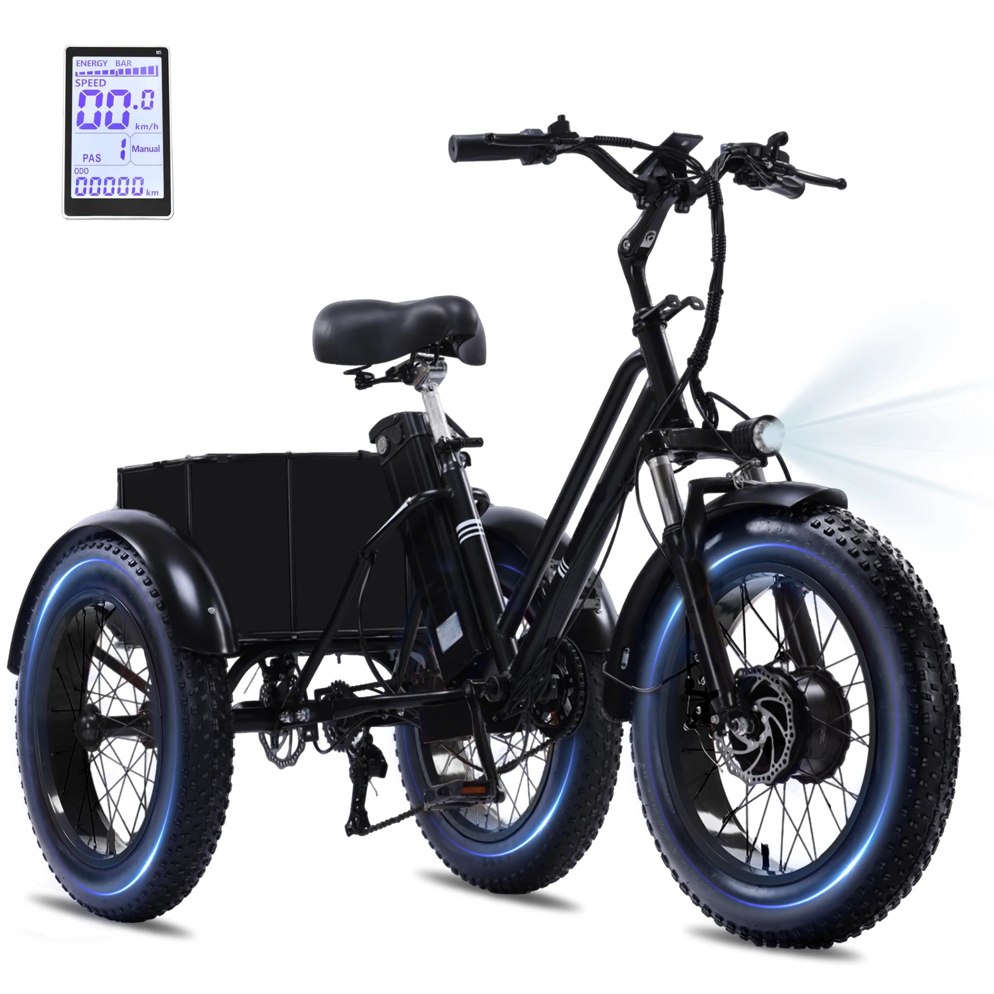 1000W Peak Adult Electric Trike | "Fat Tire, 48V 15AH  , 50-Mile