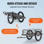 275 lbs Bike Cargo Trailer Foldable Hitch 20" Wh