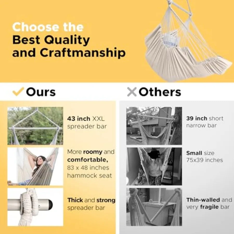 Hanging Hammock Chair Large Swing Chair with Feet Rest Max 500lbs