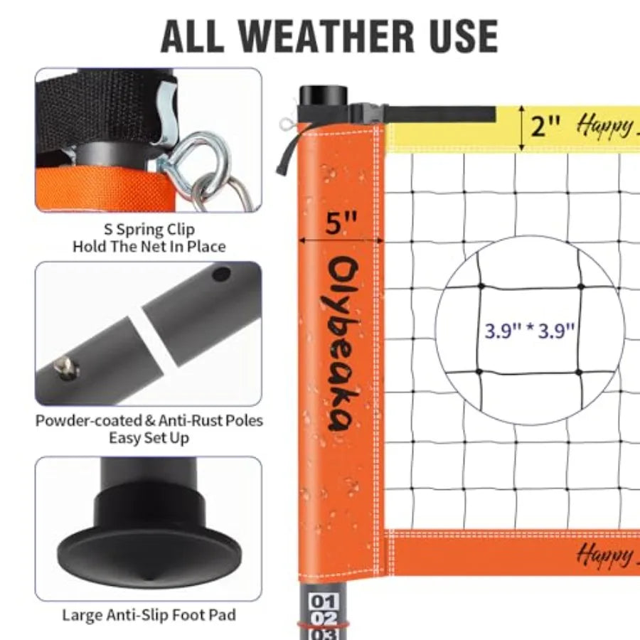 Outdoor Volleyball Net Set   with  Anti-Sagging 28-ply PE Net