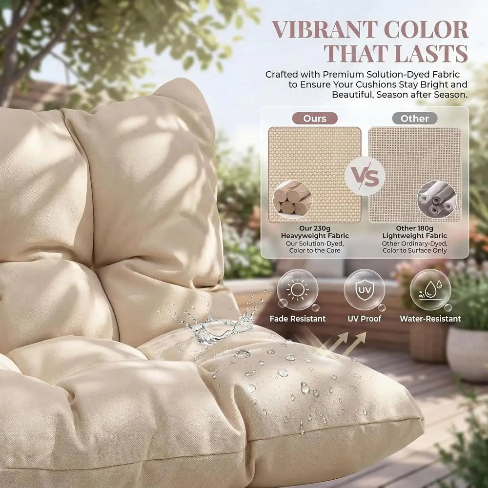 Indoor Swinging Egg Chair with Stand, 350 Lbs Water-Resistant Wicker