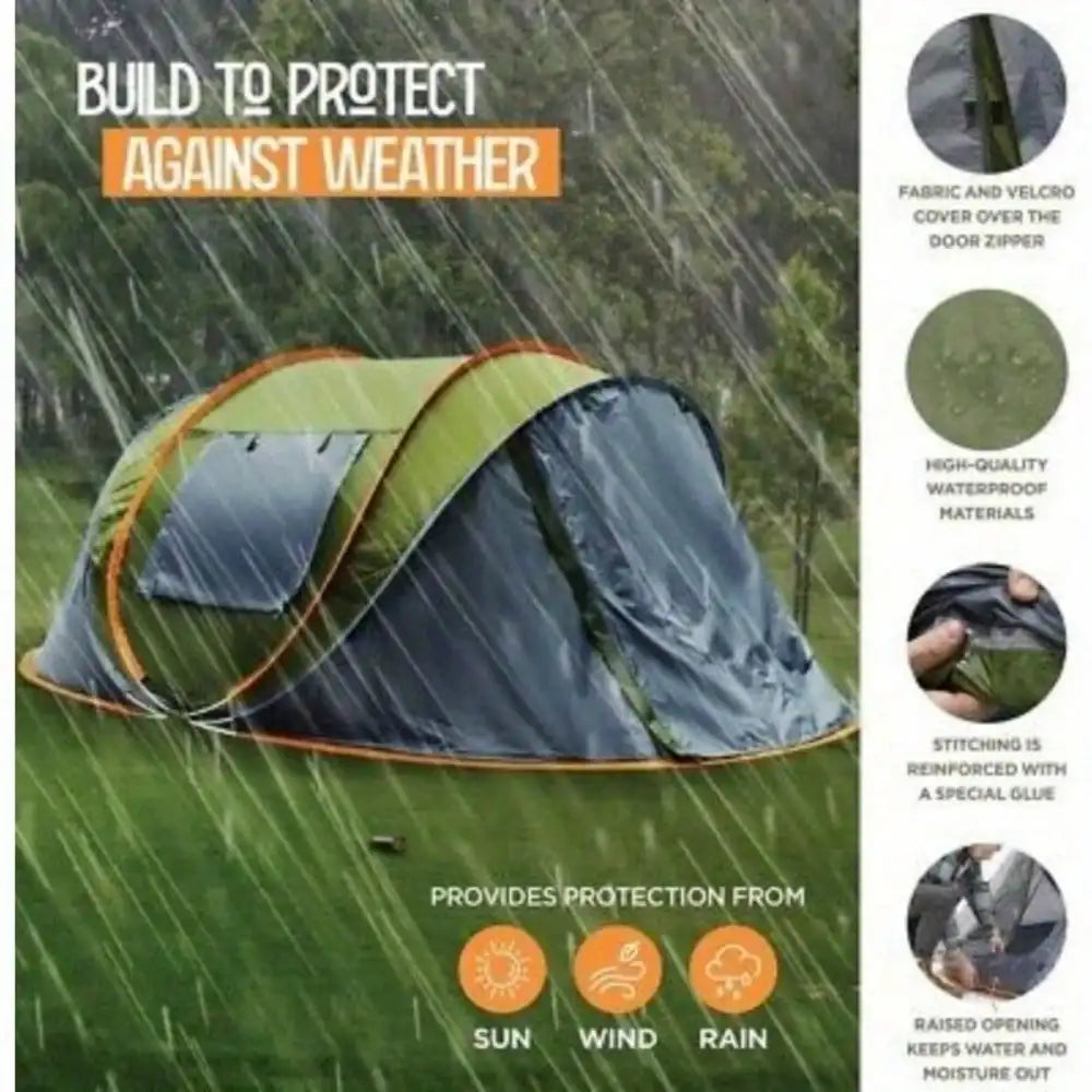 Camping Tent - 4-Person Easy Pop Up Tent  - UPF50+