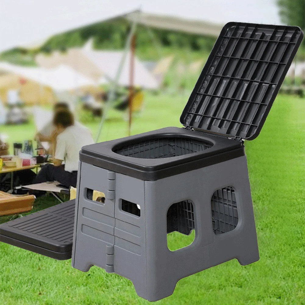 Portable Folding Toilet with Lid Foldable Outdoor